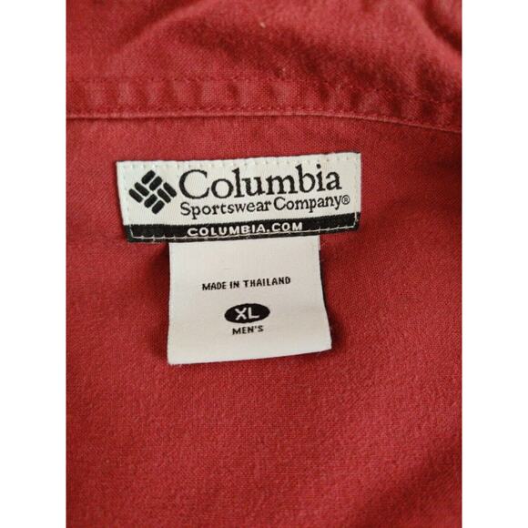 Vtg Columbia Shootng Hunting Button Up Shirt Mens XL Rlx Fit Color Block Red/Tan - Picture 8 of 9